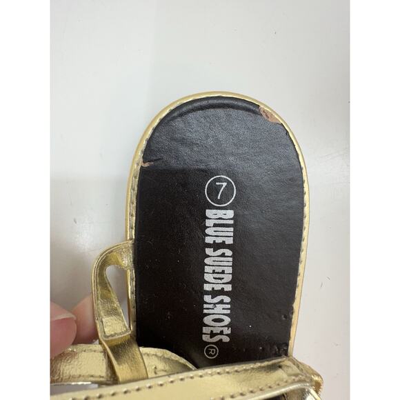 Blue Suede Shoes Womens Sandals Flats Size 6 (37) Gold Snake Wrapped - Picture 2 of 8